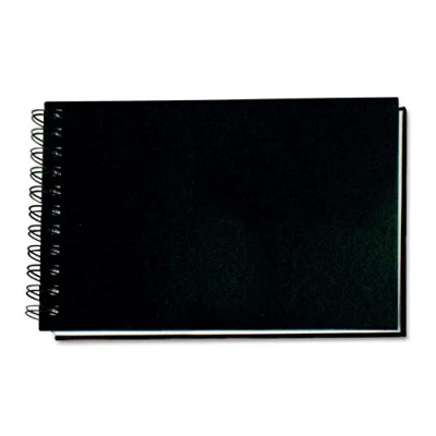 Imagen de Honsell 30224 Cuaderno de bocetos con espiral y tapa dura negra, DIN A4, formato apaisado, 60 hojas, 140 g/m², papel blanco mate, resistente a borrar, libre ácidos al envejecimiento.