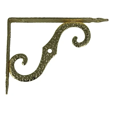Imagen de Amig Palomilla para estanterías de pared Escuadra metálica baldas Ángulo estantes Soporte estantería Acero Color Dorado Medida: 200x150 mm Peso máx. recomendado: 100 Kg