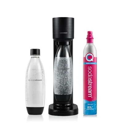 Imagen de SodaStream Gasador de agua para transformar el en espumosa, incluye 1 botella litro y cilindro dióxido carbono Co2 alimentaria 425 gr con enganche rápido