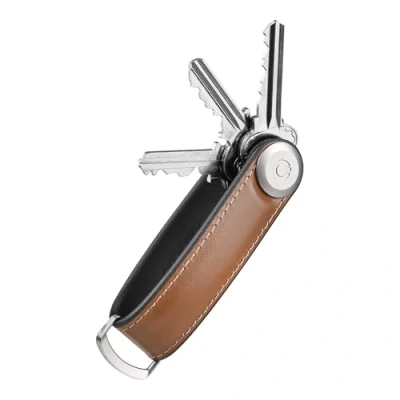 Imagen de Orbitkey Organizador de llaves cuero híbrido, piel napa y TPU, mecanismo bloqueo acero inoxidable, perfil delgado silencioso, Acorn, talla única