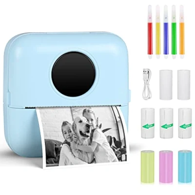 Imagen de GuKKK Mini Impresora para Movil, Fotográfica, Portátil Bluetooth Termica, Inalámbrico Térmica Con 13 Rolls of Paper, Movil Fotos, Fotos Nota