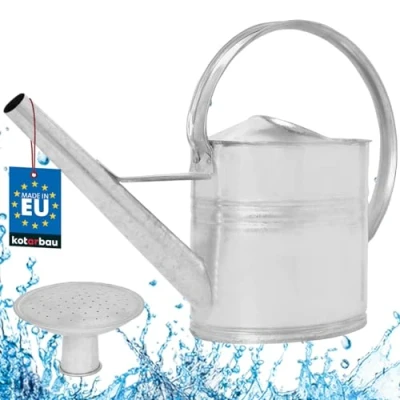 Imagen de KOTARBAU® Regadera 10 litros de Acero Galvanizado Jardin Ovalada Accesorio Jardinería para Regar Plantas con Alcachofa Extraíble Mango Ergonómico Metal