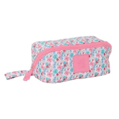Imagen de Safta Moos Flores Portatodo Cuadrado Grande, Estuche Infantil, Niño, Ideal para Niños en Edad Escolar, Cómodo y Versátil, Calidad Resistencia, 20x10x10 cm, Color Multicolor
