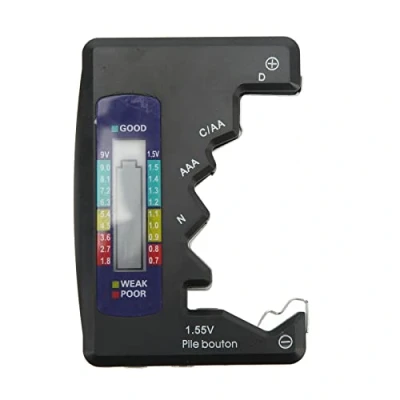 Imagen de Yctze Probador de Capacidad Batería Digital con Pantalla LCD para pilas BotóN D C aa AAA N 1.5V (negro) litio
