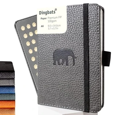 Imagen de Dingbats* Faune Petit Carnet de Notes A6 Ligné Couverture Rigide, Journal en Cuir PU Poche, Fermeture élastique, Porte stylo, Marque page