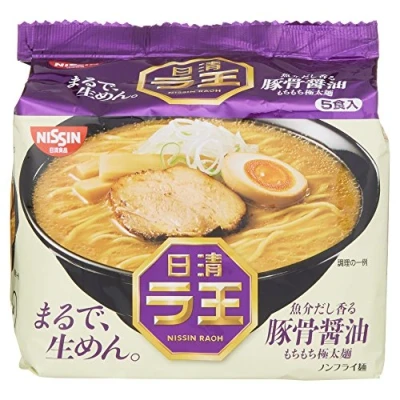 Imagen de Nissin Raoh Japanese Instant Ramen Pork Bone Soy Soup Noodles (For 5 Servings)