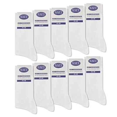 Imagen de 10 pares de calcetines 100% algodón para hombre y mujer con cintura cómoda sin costuras, Blanco, 39 42