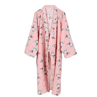 Imagen de Fancy Pumpkin Batas Estilo japonés Kimono Pijamas[Talla , Hibisco B] para Mujer L Blue952