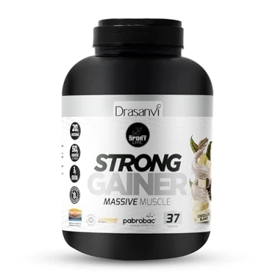 Imagen de Drasanvi Weight Gainer Aumento de Masa Muscular Ganancia peso y Fuerza Fuente Energía Proteina Whey+Creatina+Harina Avena+Enzimas Digestivas + Probióticos 3 Kg Chocolate Blanco