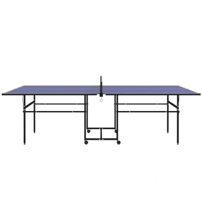 Imagen de SPORTNOW Mesa de Ping Pong Plegable Tenis Profesional con 4 Ruedas Red 3 Pelotas y 2 Palas para Exterior e Interior 274x152,5x75,5 cm Azul