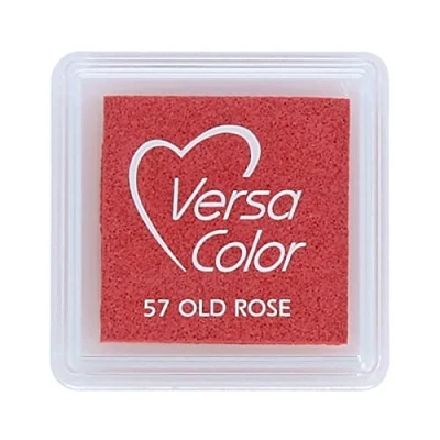 Imagen de Tsukineko Tinta VERSACOLOR color rosa antiguo opaca 33x33mm. Almohadilla pequeña, textura densa, resistente. Ideal manualidades, scrapbooking en papel, madera y cartón