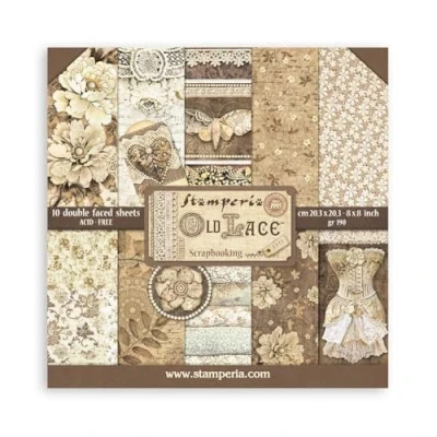 Imagen de Stamperia Scrapbook Paper Pad for Scrapbooks, Albums, Card Making, Bullet Journalling and More, Acid Free, Double Sided, Perfect Hobbies, Crafts, Gifting (Old Lace) (20,3 x 20,3 cm)