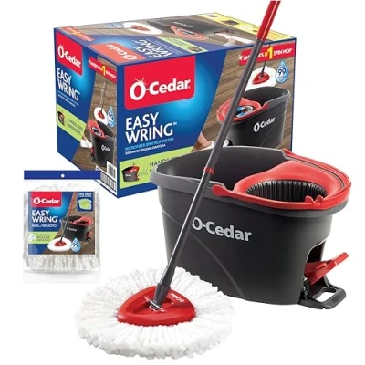 Imagen de O Cedar EasyWring Mopa giratoria, Rojo/Gris, con 1 Recambio Adicional