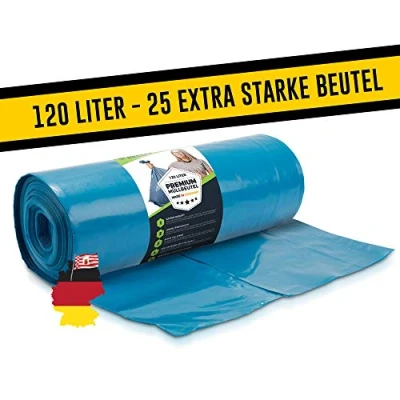 Imagen de Bolsas de basura 120L Azul Extremadamente resistentes al desgarro XXL Tipo 100 Extra Bolsa 120 L 70 µ 700x1100 mm LDPE
