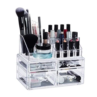 Imagen de Relaxdays Organizador de Maquillaje con 4 Cajones, Acrílico, 19 X 23.5 14 Cm