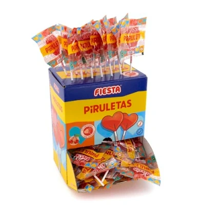 Imagen de FIESTA Piruletas Caramelo con Palo en Forma de Corazón Sabor Cereza Caja 80 unidades