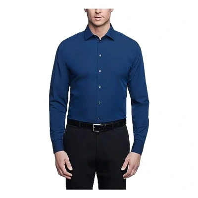 Imagen de Kenneth Cole Camisa de Vestir Ajuste Regular sólido, Azul (Medio), 43 cm 44 Cuello 81 84 Manga para Hombre