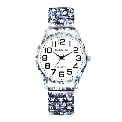 Imagen de JewelryWe Reloj Elástico Cuarzo Analógico: Boho para Mujer Números Grandes Claro Fácil Lectura Correa Impresa de Llevar Ocio Deporte Negocios Regalo