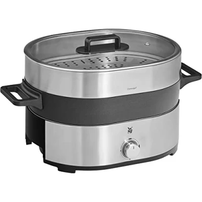 Imagen de WMF Lono Hot Pot &amp; Steamer, olla eléctrica versátil 1750 W, Negro, Acabados de Acero Inoxidable Cromargan