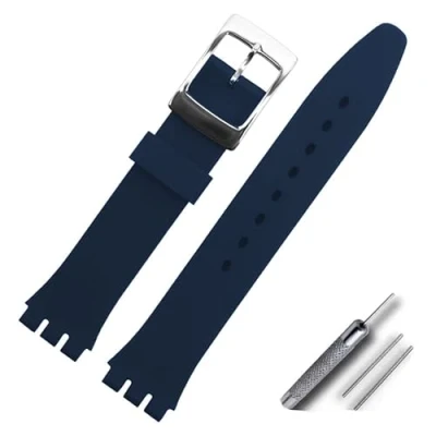 Imagen de Correa de reloj para Swatch, silicona impermeable (12mm, Blanco)