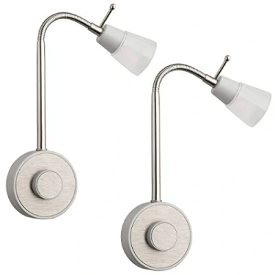 Imagen de SEBSON® 2x Lámpara enchufe LED regulable, Luz nocturna 2W, Lectura Pared flexible