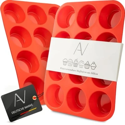 Imagen de AVANA bandeja de silicona para 12 magdalenas, sin BPA, antiadherente, molde hornear color