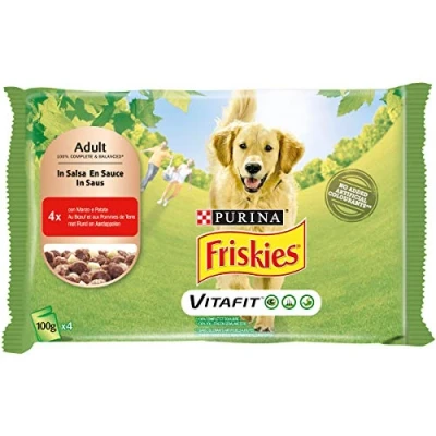 Imagen de Purina Friskies Húmedo Perros Botes en Salsa con Carne y Patatas 40 Sobres de 100 g Cada uno (10 Unidades 4 x g)