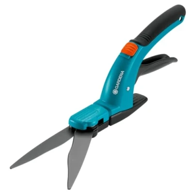 Imagen de tijeras cortacésped Comfort de GARDENA: calidad, cuchillas onduladas, revestimiento antiadherente, patín deslizante para altura corte constante, mango ergonómico, diestros (8733 20)