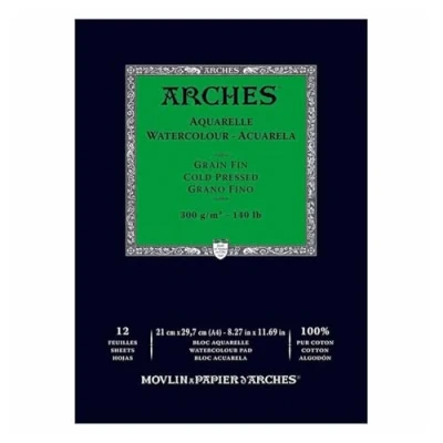 Imagen de ARCHES Aquarelle 100% Fino 300g Bloc Encolado A4 12 hojas Blanco Natural, color (FILA A1795091)