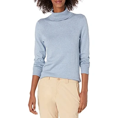 Imagen de Amazon Essentials Jersey de Cuello Vuelto, Manga Larga, Ligero y Ajuste Clásico (Disponible en Tallas Grandes) Mujer, Azul Añil Mezcla, L