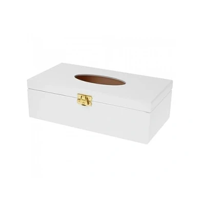 Imagen de Wooden World Elegante caja de pañuelos madera en color blanco