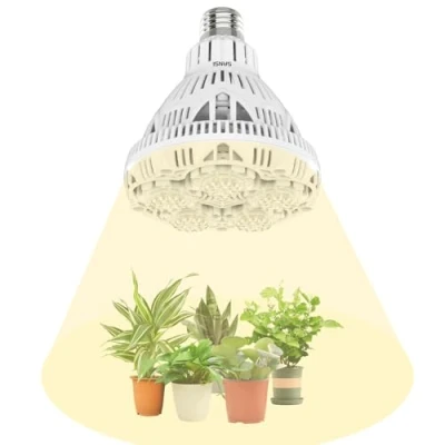 Imagen de SANSI Lampara de Plantas, Bombilla Crecimiento LED 24W E27, Luz Plantas Interior Espectro Completo, Tecnológico COC, Ángulo Haz 60, PPF 40 μmol/s, Cobertura Vegetal: 2x3 Sq Ft