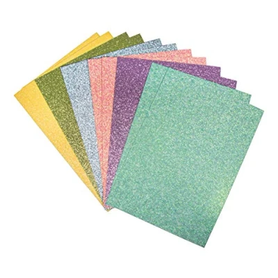 Imagen de Rayher 67364000 Pack 12 cartulinas con purpurina autoadhesivas, 6 tonos pastel, A5, 130 g/m2