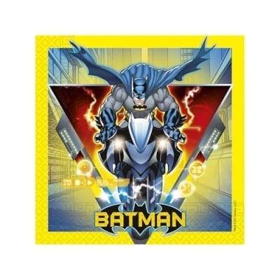 Imagen de Procos 93355 Servilletas de papel Batman, 25 x cm, cumpleaños infantil, vajilla fiesta, FSC® Mix