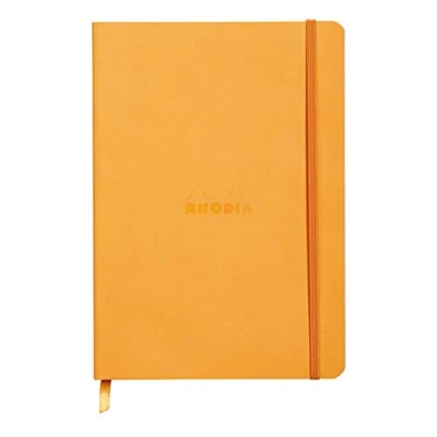Imagen de RHODIA 117415C Carnet Souple Orange A5 Ligné 160 pages Papier Clairefontaine Ivoire 90 g/m² Marque Page, Fermeture Élastique Couverture Simili Cuir Collection Rhodiarama
