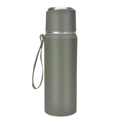 Imagen de Belle Vous Termo de 800 ml Botella Termica Gris con Tapa Doble Pared Aislante Acero Inoxidable sin BPA para Mate Argentino Cafe Te Infusiones o Agua Caliente