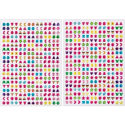 Imagen de SAVITA 2000+ Stickers Infantiles 3D Pegatinas Kit Glitter Sparkle Adhesivo Aretes para Niños Chicas Múltiples Colores y Formas (4 Hojas)