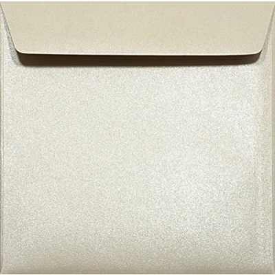 Imagen de Netuno 25 sobres cuadrados nacarados de color arena DIN 156x156mm 120g Majestic Sand con solapa recta engomada sin ventana perlados para invitaciones tarjetas boda Navidad cumpleaños dinero regalo