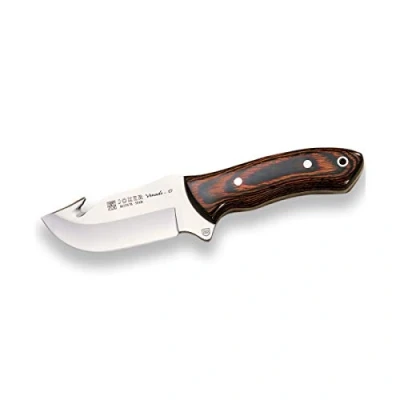 Imagen de Joker Cuchillo desollador Profesional Venado CR65, cachas de Madera roja Estamina, Hoja 9 cm MOVA con desgarrador, Herramienta Pesca, Caza, Camping y Senderismo