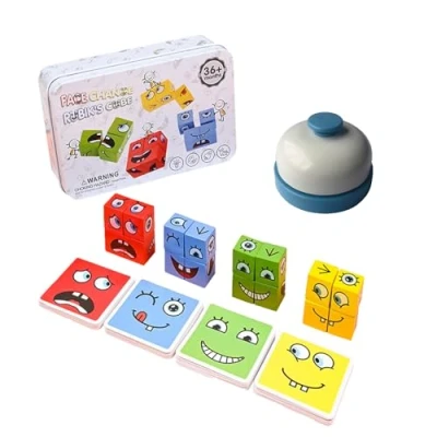 Imagen de LGWJHCY Puzzle Cube en Bois,Expression Toy, Jeux de interactifs,Jeu Cubes Bois,Puzzle Construction,Jeu Familial Avec Cloche