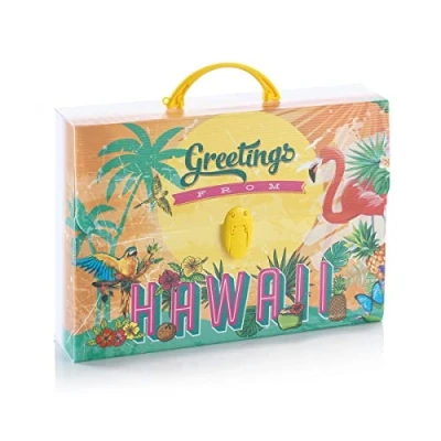Imagen de Favorit Maletín con impresión Hawaii Greetings de Polipropileno alveolar Estampado, Formato 56,5 x 36,5, Espalda 5,5 cm, asa Redondeada y Dos Cierres