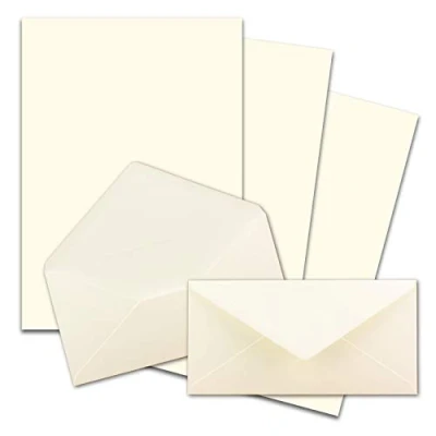 Imagen de FarbenFroh by Gustav Neuser Juego de 25 papeles carta DIN A4 con sobres largos, adhesivo en húmedo, color blanco natural