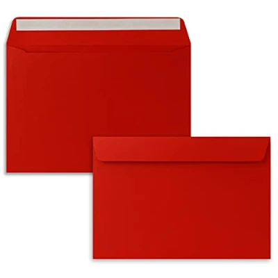 Imagen de 50 sobres DIN C5, 16,2 x 22,9 cm, cierre autoadhesivo, elegantes para grandes invitaciones y tarjetas de cumpleaños o bodas