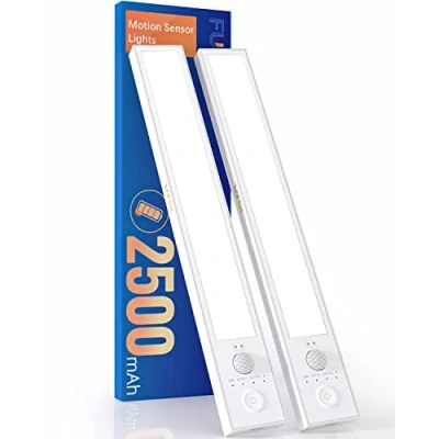 Imagen de FULEN Luz LED con Sensor de Movimiento, Nocturna para Debajo del Armario Cocina, Lámpara Recargable, Alimentada por USB, Pasillos, Armarios, Roperos, Paquete 2,Color Blanco