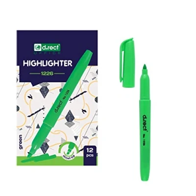 Imagen de D.RECT 1226 Subrayador con punta biselada verde x 12 unidades