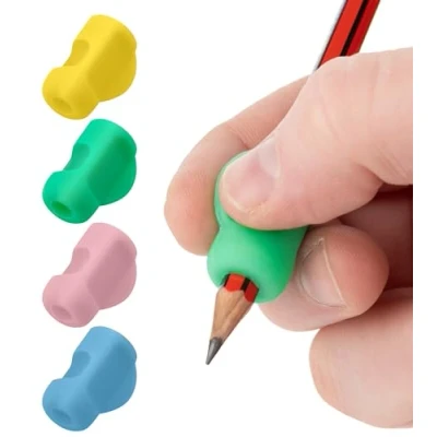 Imagen de Stylo Agarre ergonómico Pack de 4 empuñaduras para lápices niños y adultos adaptadores zurdos diestros mejora la escritura a mano
