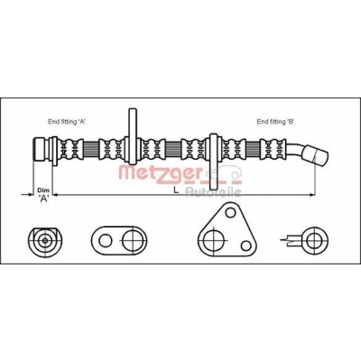 Imagen de METZGER 4113501 Latiguillos de Freno 645 HONDA: Civic V Hatchback, CRX 2, 3