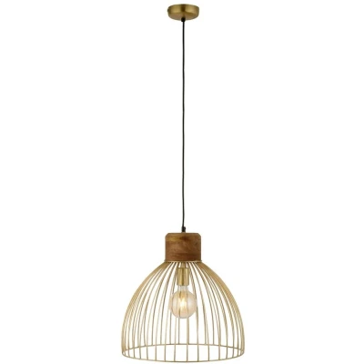 Imagen de JUST LIGHT. Lámpara colgante Alami mango madera latón mate 3 luces.