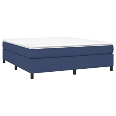 Imagen de vidaXL Estructura de Cama, Somier Matrimonio Listones, Base Cama Tapizada, Mueble para Dormitorio Hogar, Tela Azul 180x200 cm