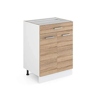 Imagen de Vicco Mueble bajo de Cocina R Line, Sonoma/Blanco, 60 cm con cajón, sin encimera